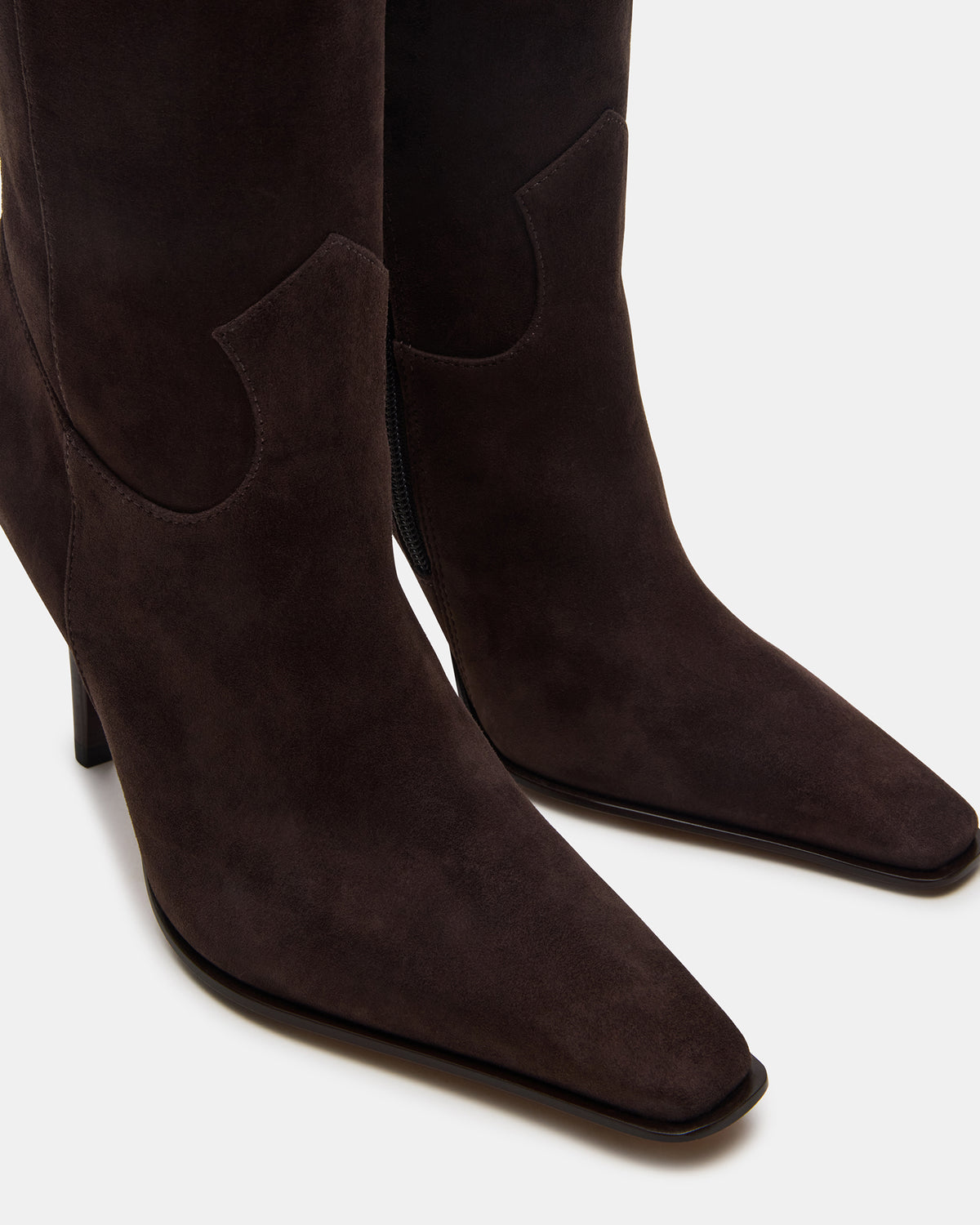 WESCOT Brown Suede Square-Toe Knee-High Heeled Women's Boot Steve Madden BROWN SUEDE