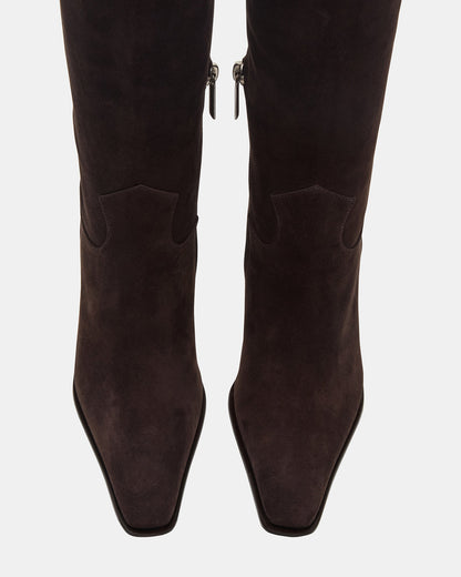 WESCOT Brown Suede Square-Toe Knee-High Heeled Women's Boot Steve Madden BROWN SUEDE