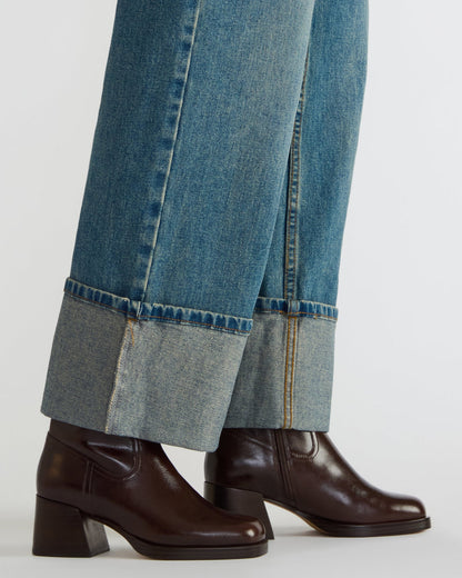 LATCHES Brown Leather Square-Toe Block Heel Women's Ankle Boot Steve Madden BROWN LEATHER