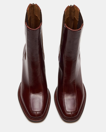 DOWNTOWN Brown Leather Women's Chelsea Block Heel Ankle Boot Steve Madden BROWN LEATHER
