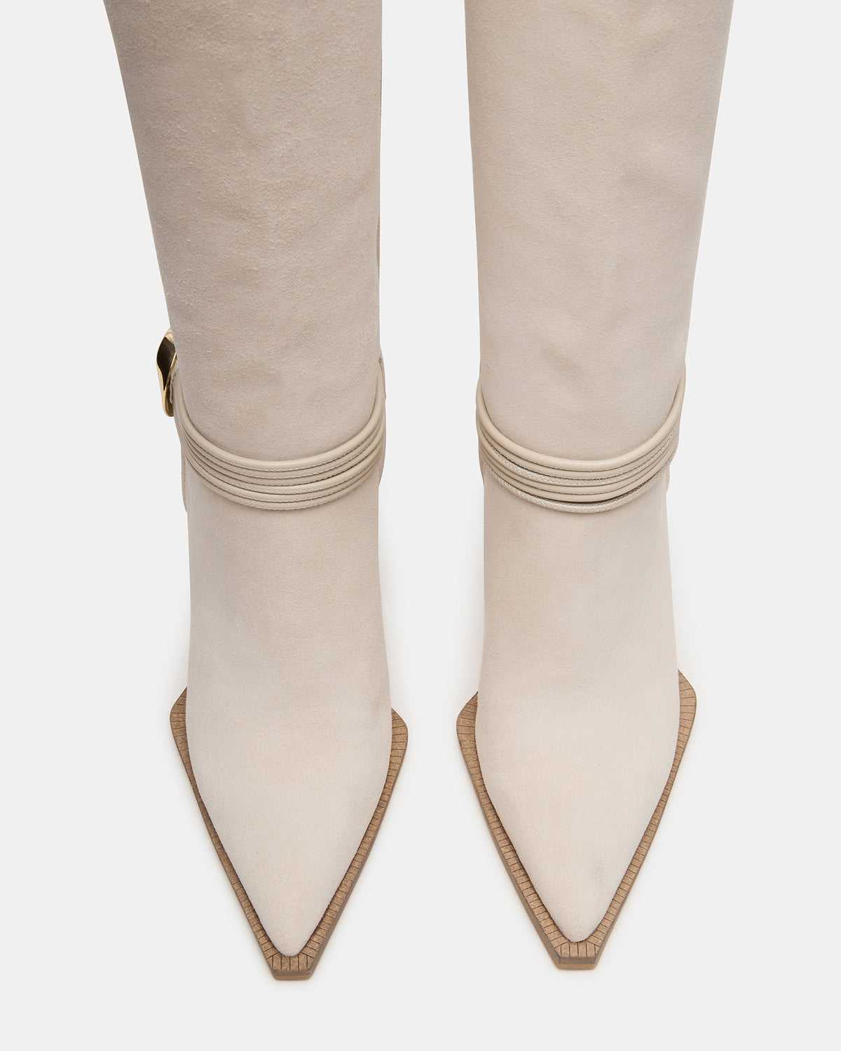 KYNDALL Bone Suede Pointed-Toe Stiletto Heeled Knee-High Women's Boot Steve Madden BONE SUEDE