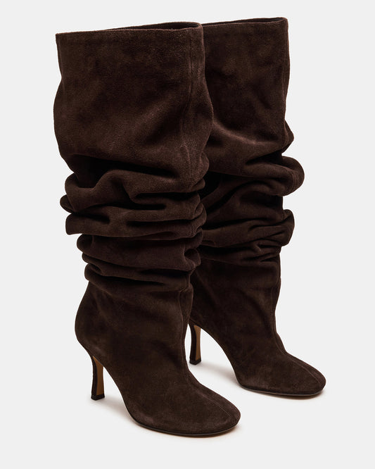 ALLISON Brown Suede Over-The-Knee Heeled Women's Boot