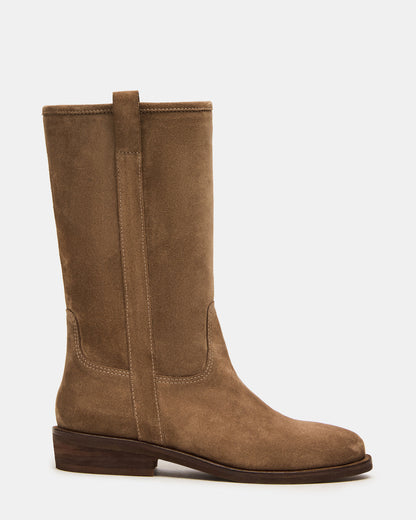 DUNSTER Chestnut Suede Wood Bottom Women's Boot Steve Madden CHESTNUT SUEDE