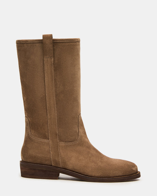 DUNSTER Chestnut Suede Wood Bottom Women's Boot Steve Madden CHESTNUT SUEDE
