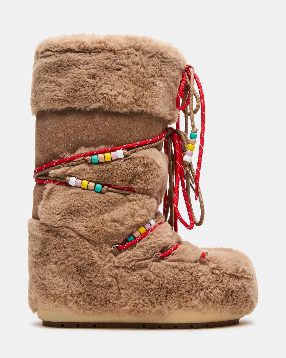MOUSSE Taupe Faux Fur Lace-Up Chunky Women's Boot Steve Madden TAUPE