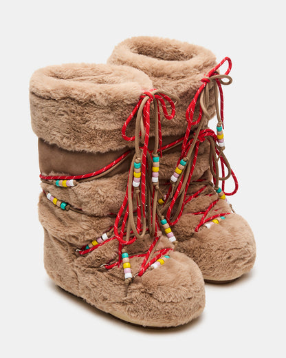 MOUSSE Taupe Faux Fur Lace-Up Chunky Women's Boot Steve Madden TAUPE