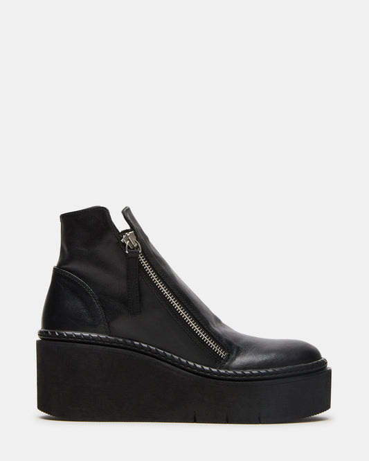 DRIFT Black Leather Platform Moto Women's Ankle Boot Steve Madden BLACK LEATHER