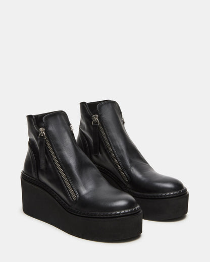 DRIFT Black Leather Platform Moto Women's Ankle Boot Steve Madden BLACK LEATHER