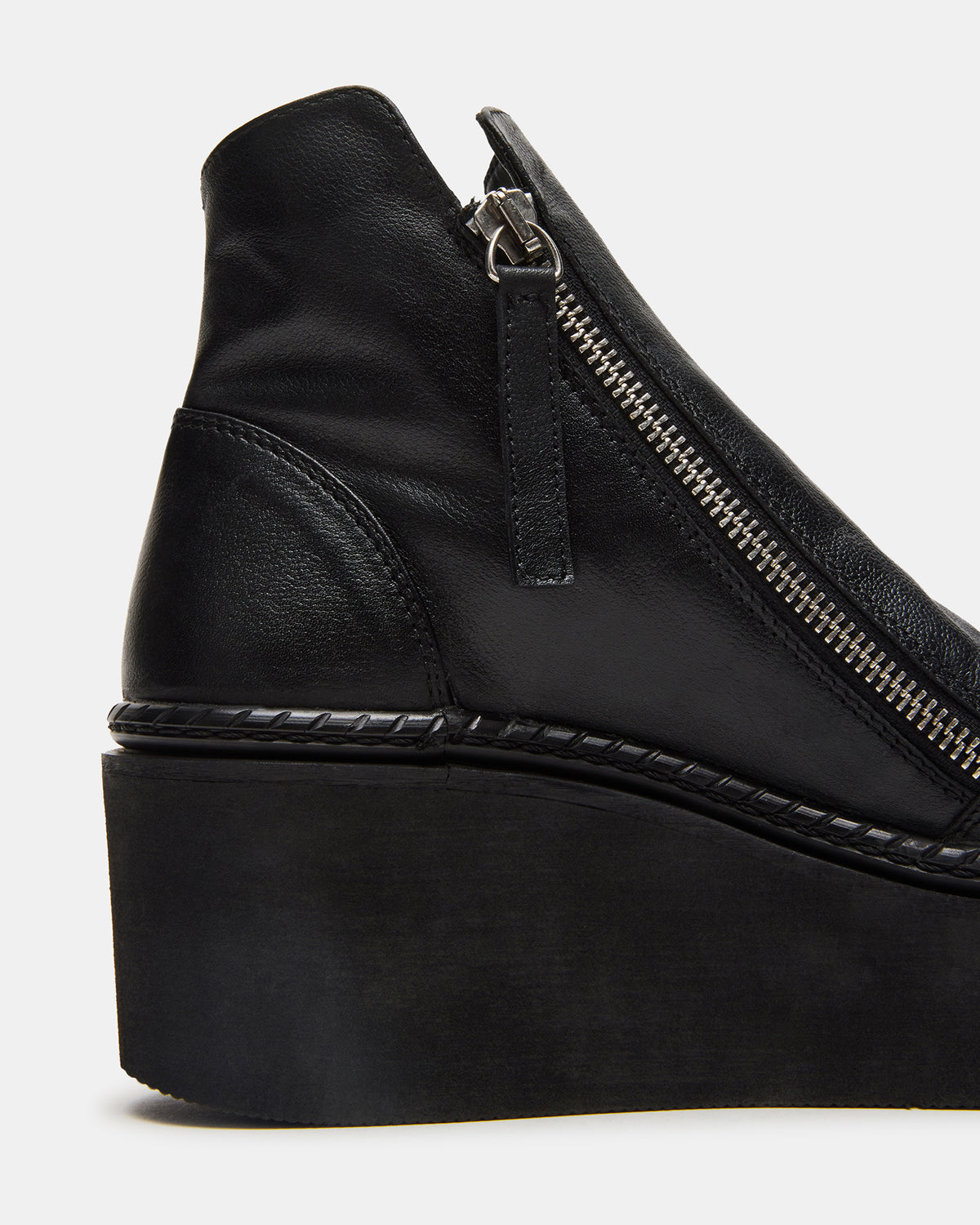 DRIFT Black Leather Platform Moto Women's Ankle Boot Steve Madden BLACK LEATHER