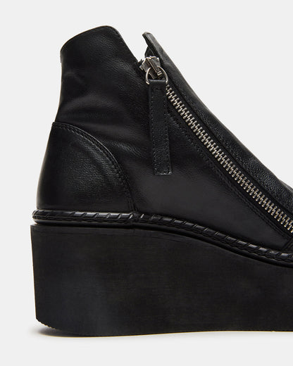 DRIFT Black Leather Platform Moto Women's Ankle Boot Steve Madden BLACK LEATHER