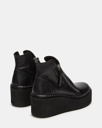 DRIFT Black Leather Platform Moto Women's Ankle Boot Steve Madden BLACK LEATHER