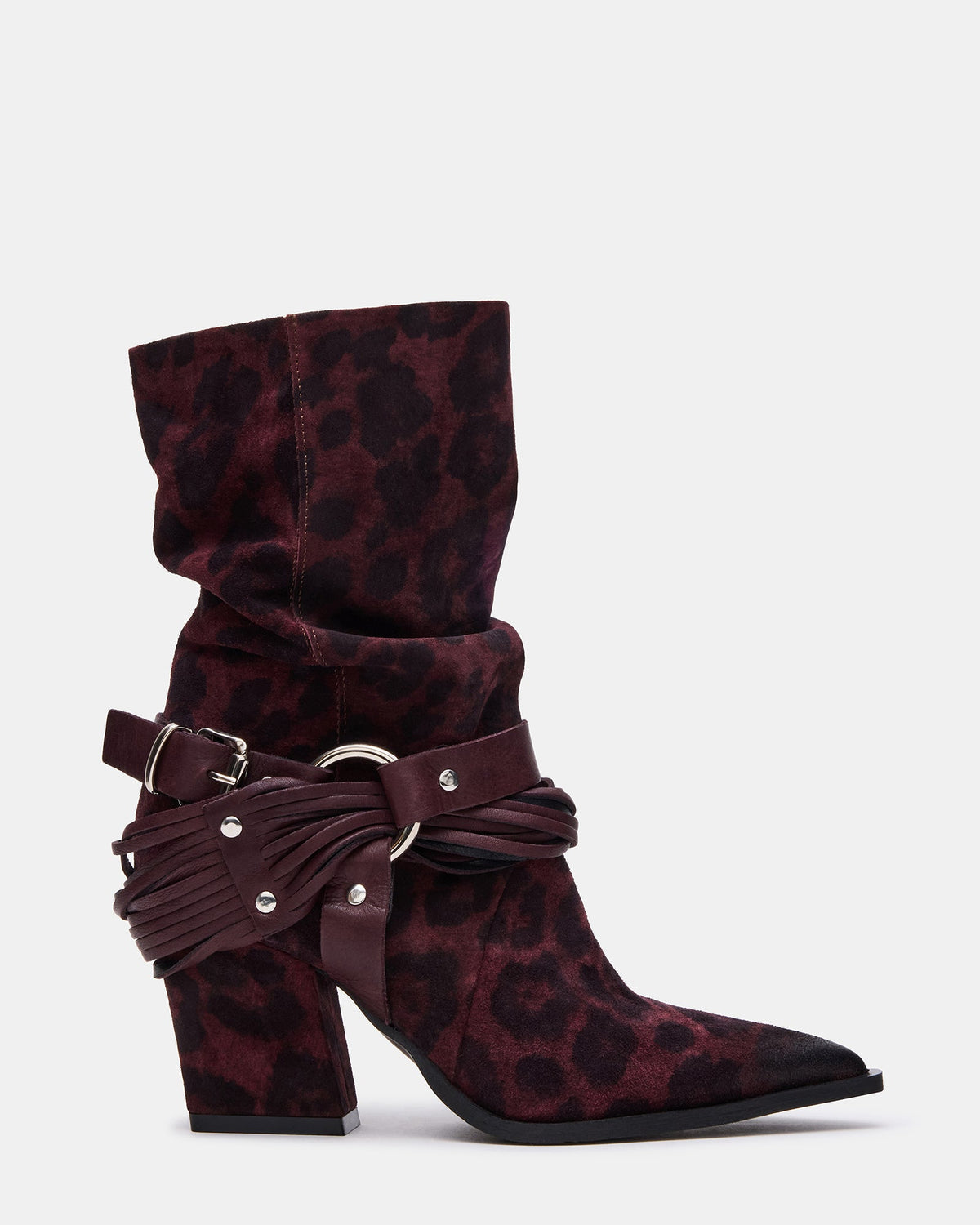 LAUPER Red Leopard Pointed-Toe Heeled Buckle Women's Ankle Boot Steve Madden RED LEOPARD