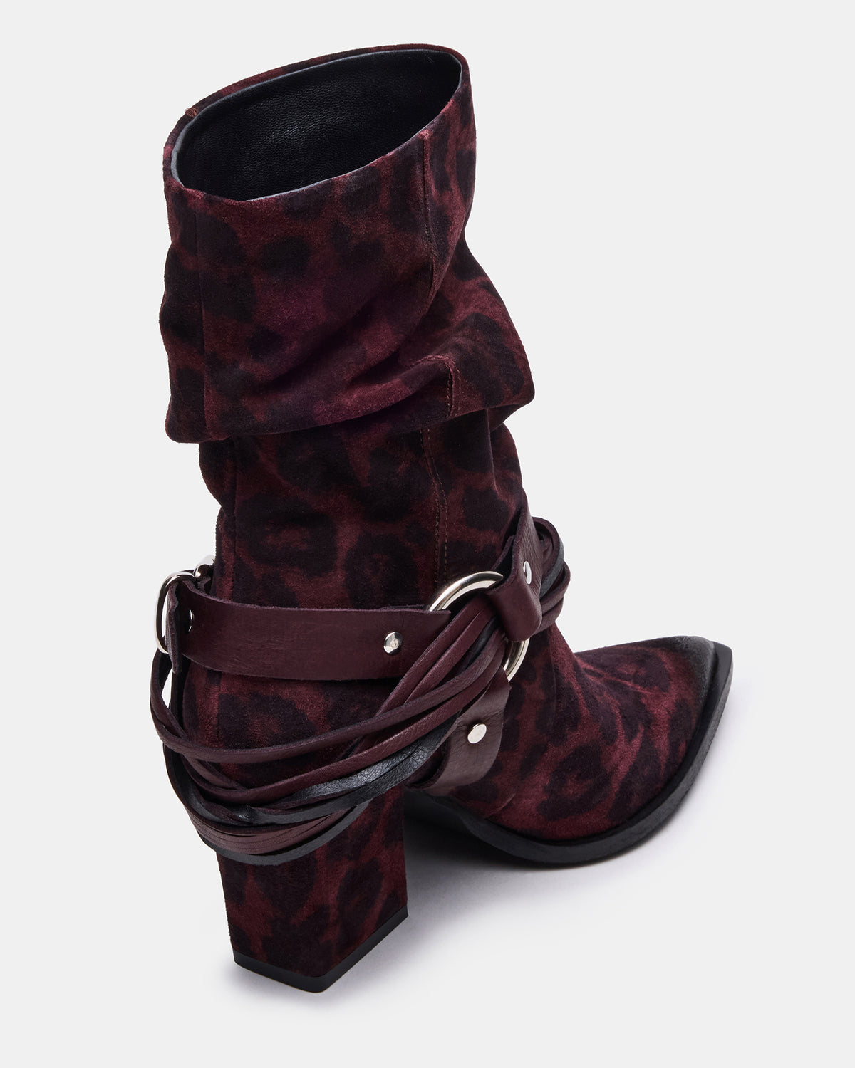 LAUPER Red Leopard Pointed-Toe Heeled Buckle Women's Ankle Boot Steve Madden RED LEOPARD