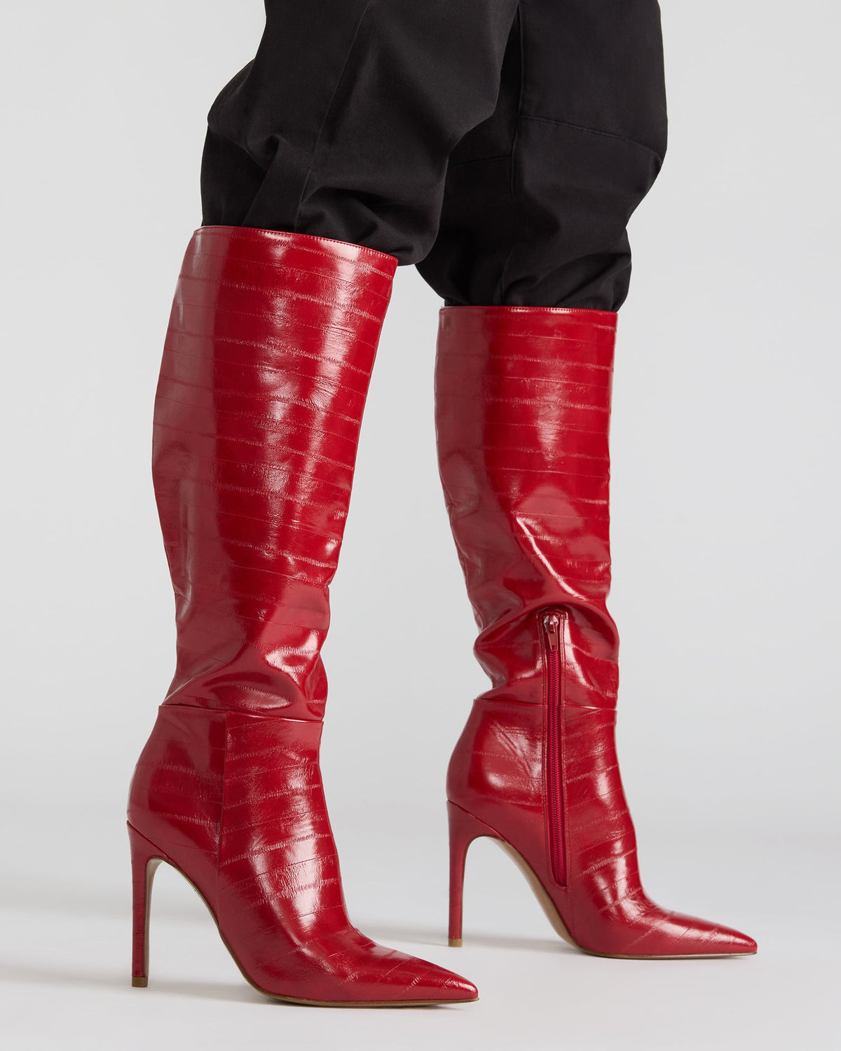 NITRO Red Eel Pointed-Toe Stiletto Heel Knee-High Women's Boots Steve Madden RED EEL