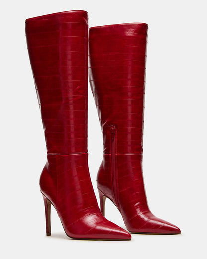 NITRO Red Eel Pointed-Toe Stiletto Heel Knee-High Women's Boots Steve Madden RED EEL