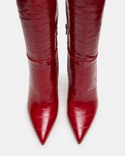 NITRO Red Eel Pointed-Toe Stiletto Heel Knee-High Women's Boots Steve Madden RED EEL