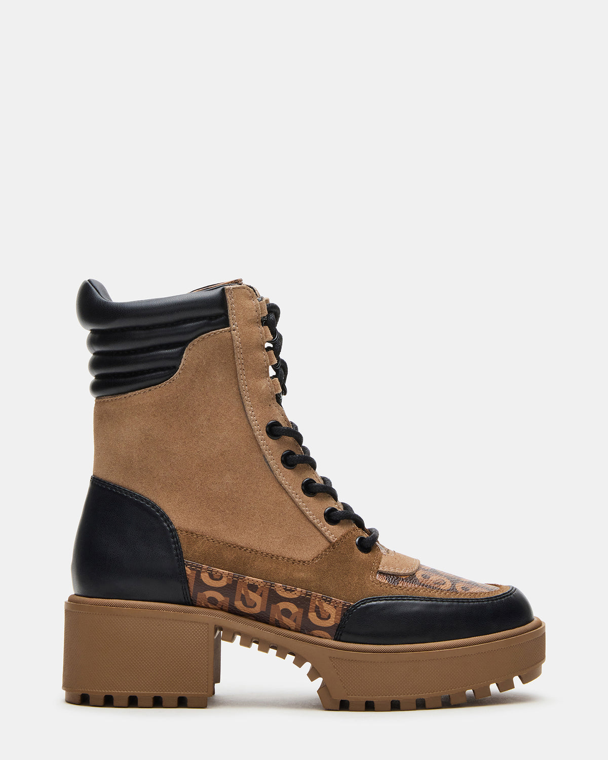 HIKER Tan Multi Platform Lug Lace-Up Women's Anke Boot Steve Madden TAN MULTI