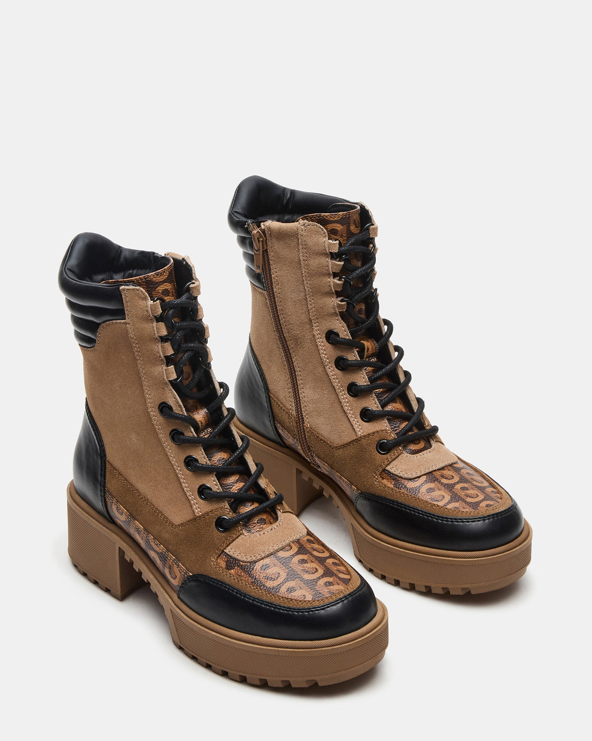 HIKER Tan Multi Platform Lug Lace-Up Women's Anke Boot Steve Madden TAN MULTI