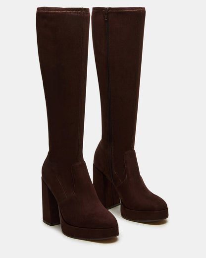 TWAIN Brown Knee-High Block Heel Women's Boot Steve Madden BROWN