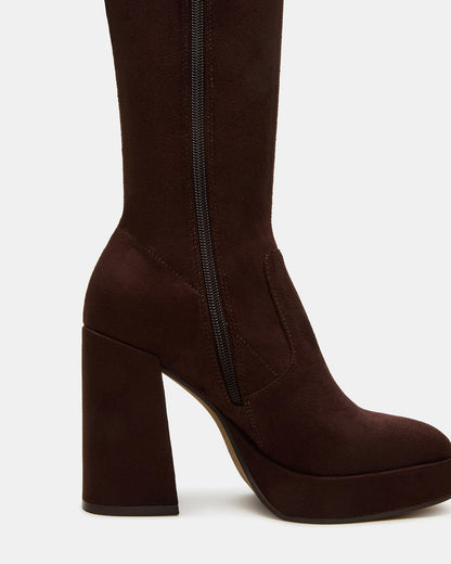 TWAIN Brown Knee-High Block Heel Women's Boot Steve Madden BROWN