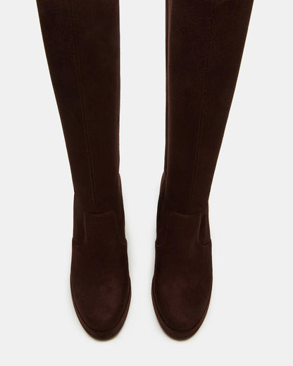 TWAIN Brown Knee-High Block Heel Women's Boot Steve Madden BROWN