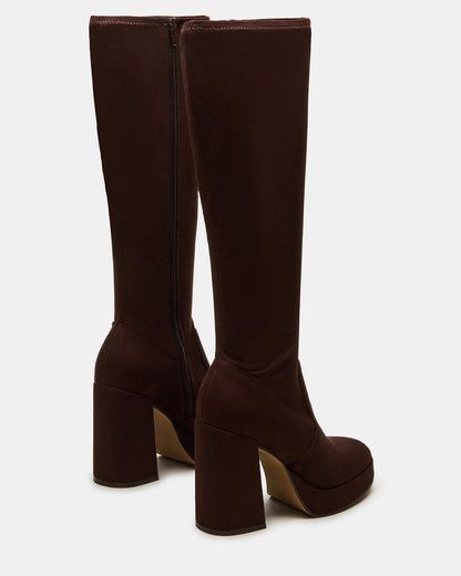 TWAIN Brown Knee-High Block Heel Women's Boot Steve Madden BROWN