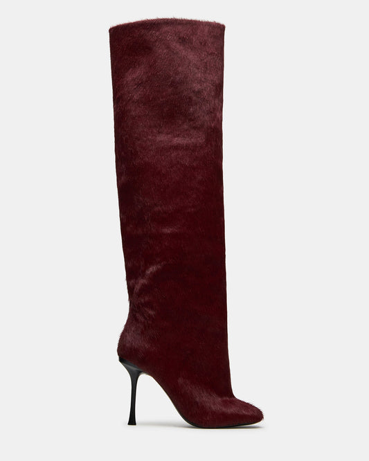 ALLURING Red Over-The-Knee Square-Toe Heeled Women's Boot Steve Madden RED