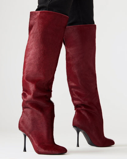 ALLURING Red Over-The-Knee Square-Toe Heeled Women's Boot Steve Madden RED
