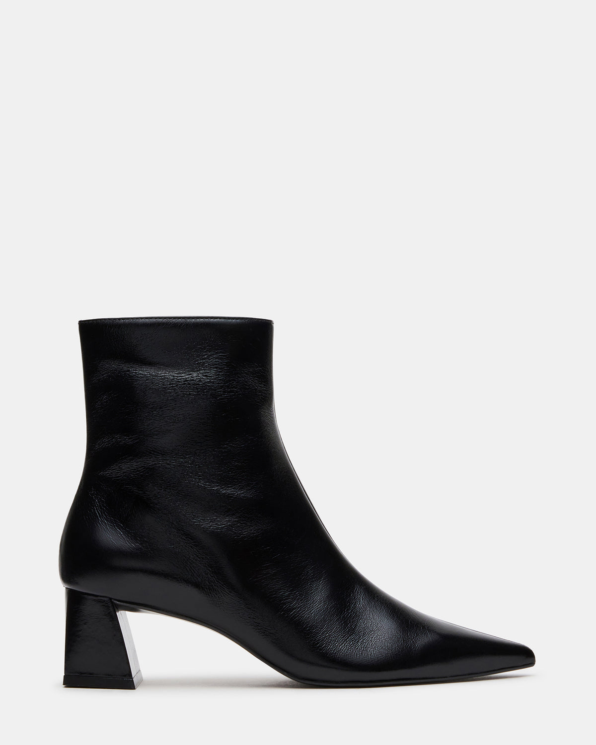 ASHLI Black Leather Pointed-Toe Block Heel Women's Ankle Boot Steve Madden BLACK LEATHER