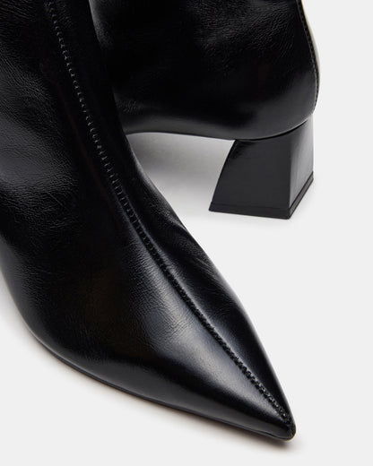 ASHLI Black Leather Pointed-Toe Block Heel Women's Ankle Boot Steve Madden BLACK LEATHER