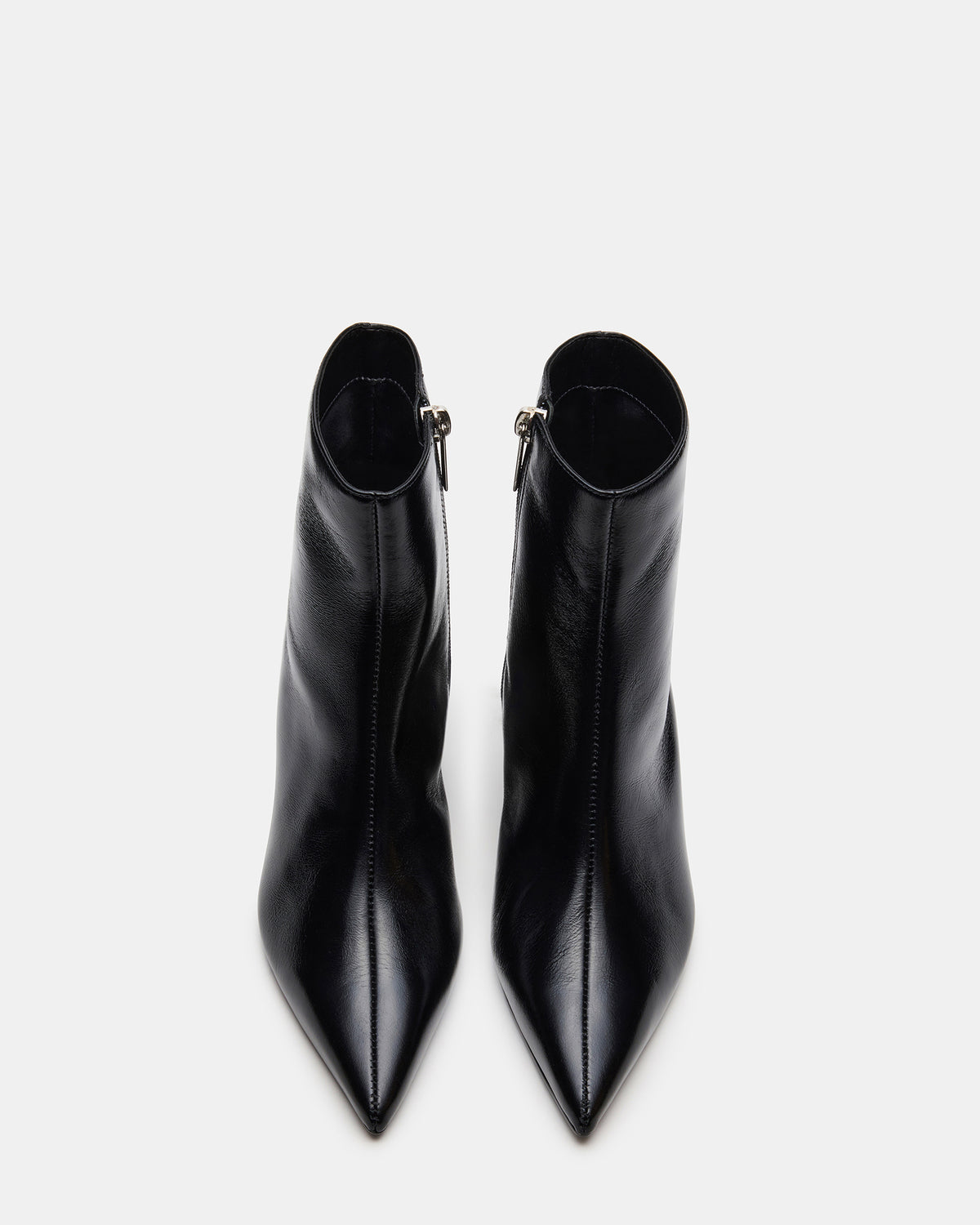 ASHLI Black Leather Pointed-Toe Block Heel Women's Ankle Boot Steve Madden BLACK LEATHER