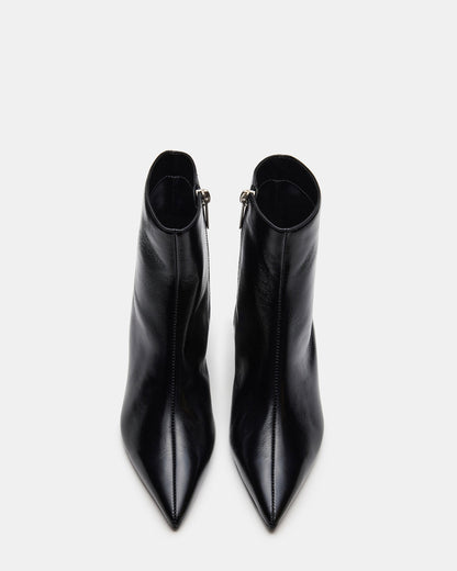 ASHLI Black Leather Pointed-Toe Block Heel Women's Ankle Boot Steve Madden BLACK LEATHER