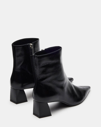 ASHLI Black Leather Pointed-Toe Block Heel Women's Ankle Boot Steve Madden BLACK LEATHER