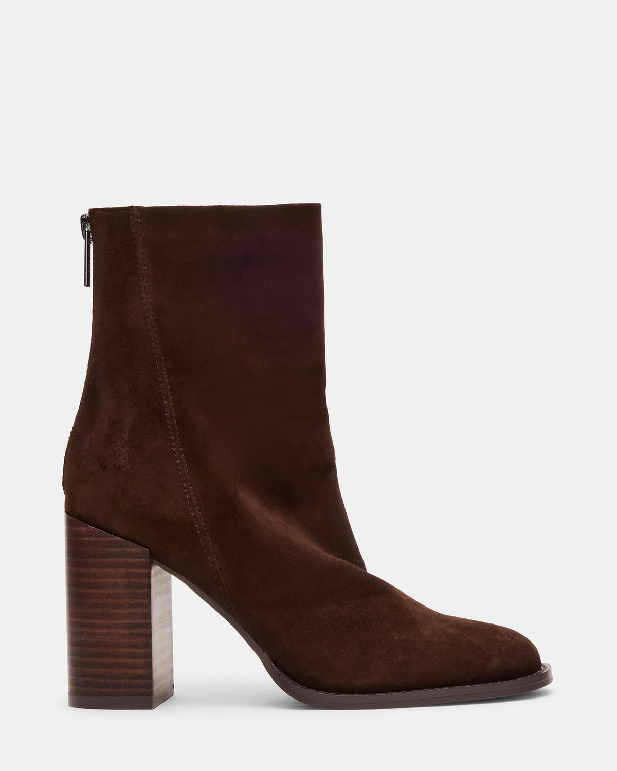OBSESSION Chocolate Brown Suede Rounded Toe Block Heel Women's Ankle Boot Steve Madden CHOCOLATE BROWN SUEDE