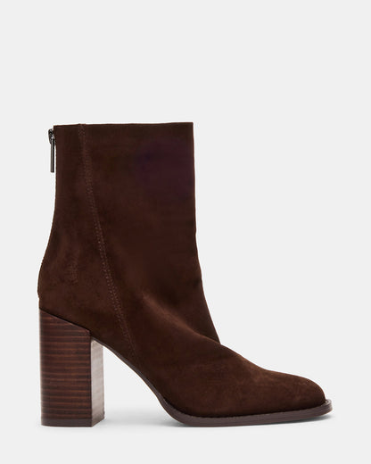 OBSESSION Chocolate Brown Suede Rounded Toe Block Heel Women's Ankle Boot Steve Madden CHOCOLATE BROWN SUEDE