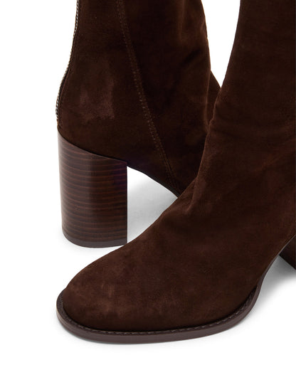 OBSESSION Chocolate Brown Suede Rounded Toe Block Heel Women's Ankle Boot Steve Madden CHOCOLATE BROWN SUEDE