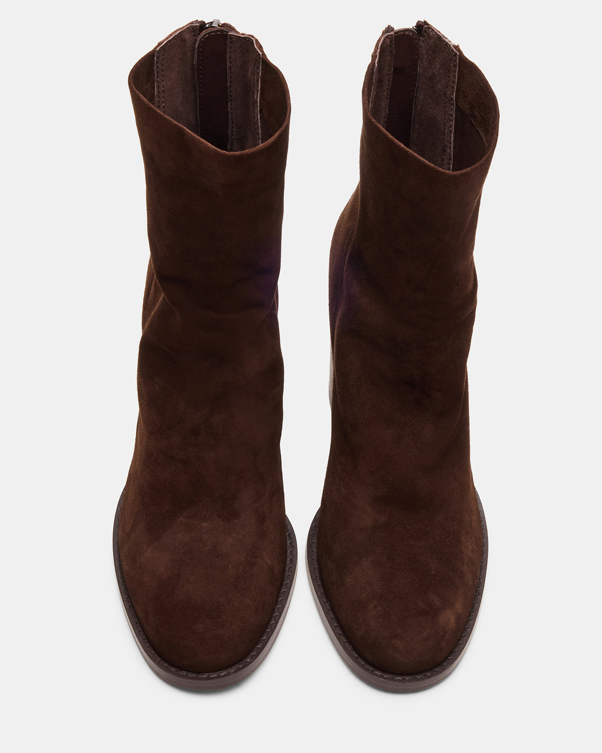 OBSESSION Chocolate Brown Suede Rounded Toe Block Heel Women's Ankle Boot Steve Madden CHOCOLATE BROWN SUEDE