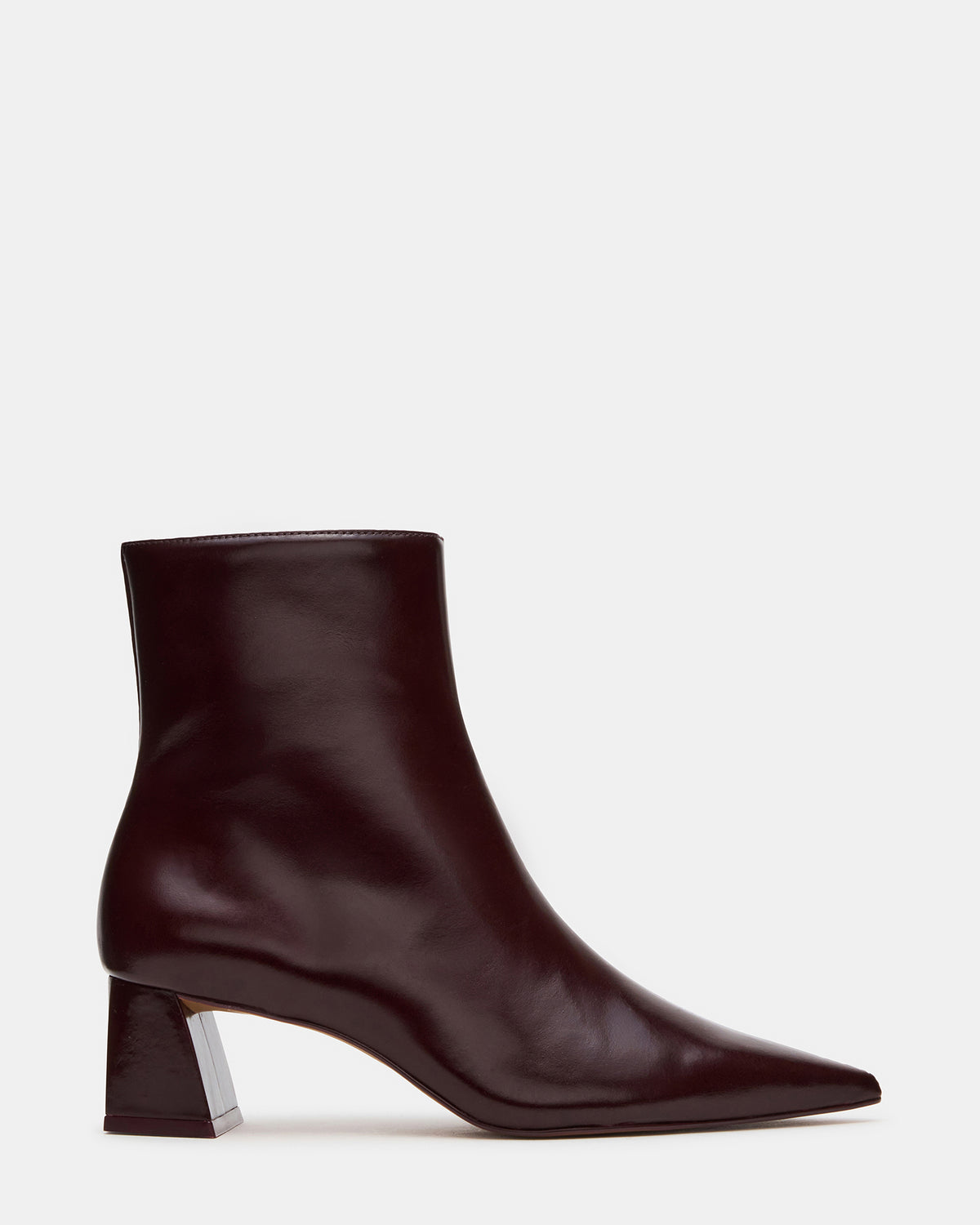 ASHLI Wine Leather Pointed-Toe Block Heel Women's Ankle Boot Steve Madden WINE LEATHER