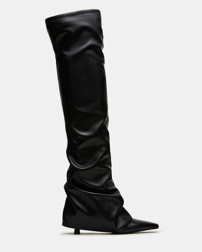 TATIANA Black Square Toe Cuffed Knee-High Women's Boot Steve Madden BLACK