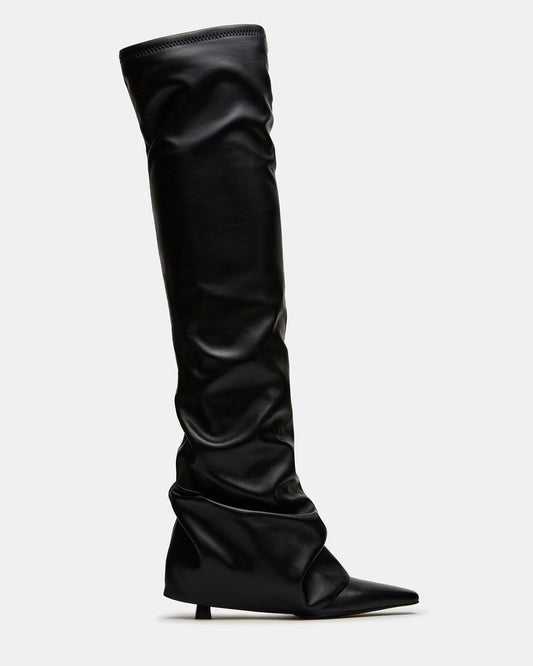 TATIANA Black Square Toe Cuffed Knee-High Women's Boot Steve Madden BLACK