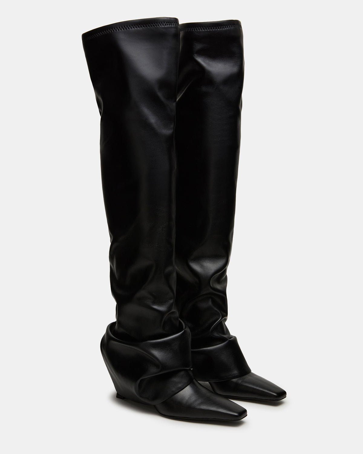 TATIANA Black Square Toe Cuffed Knee-High Women's Boot Steve Madden BLACK