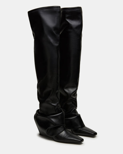 TATIANA Black Square Toe Cuffed Knee-High Women's Boot Steve Madden BLACK