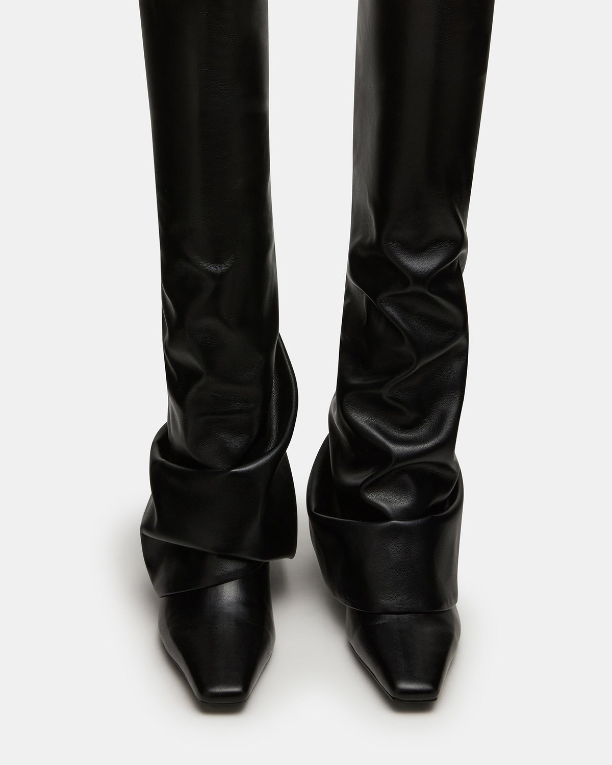 TATIANA Black Square Toe Cuffed Knee-High Women's Boot Steve Madden BLACK
