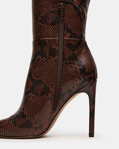 NITRO Brown Snake Pointed-Toe Stiletto Heel Knee-High Women's Boots Steve Madden BROWN SNAKE