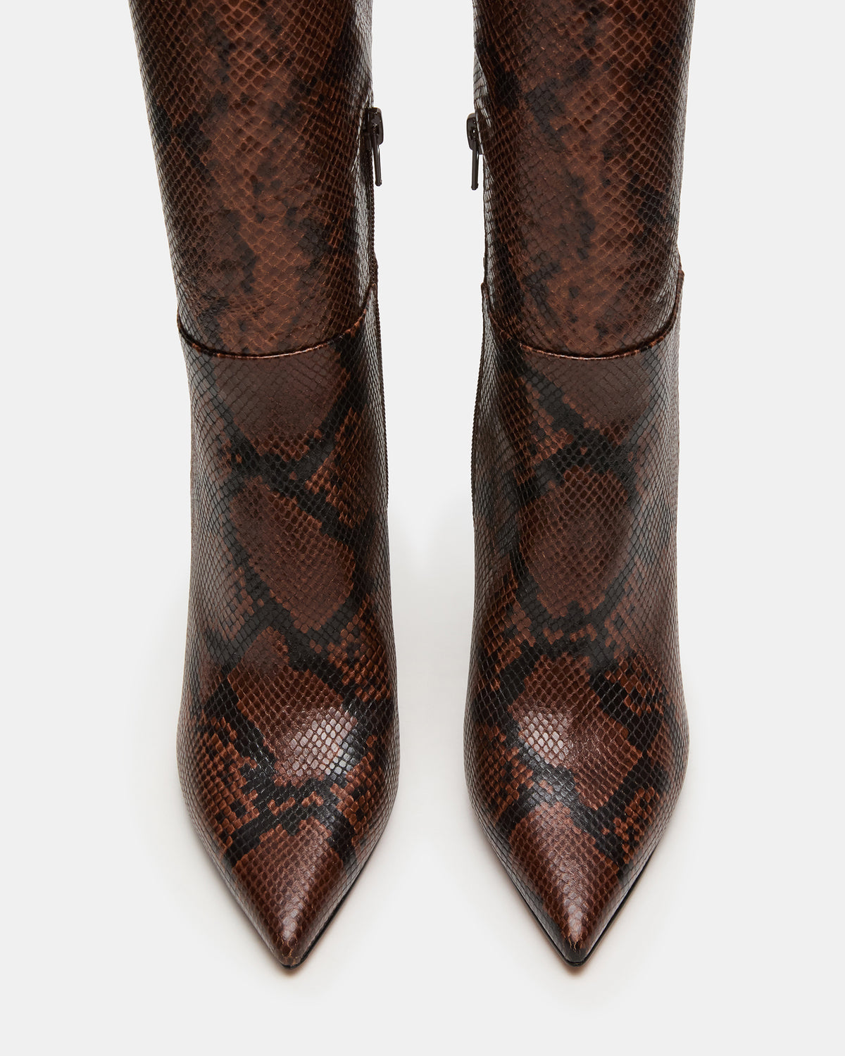 NITRO Brown Snake Pointed-Toe Stiletto Heel Knee-High Women's Boots Steve Madden BROWN SNAKE