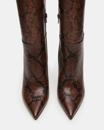 NITRO Brown Snake Pointed-Toe Stiletto Heel Knee-High Women's Boots Steve Madden BROWN SNAKE