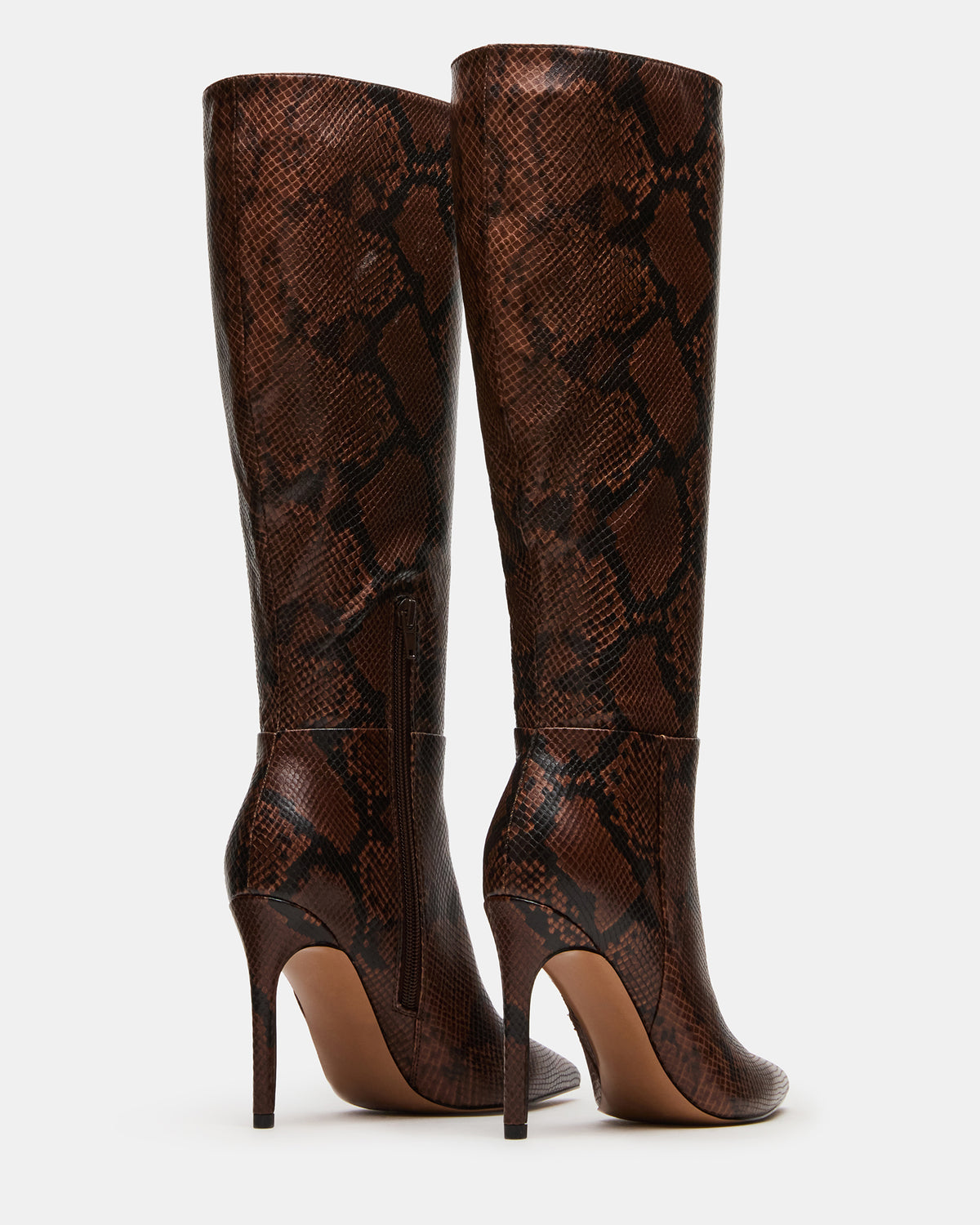NITRO Brown Snake Pointed-Toe Stiletto Heel Knee-High Women's Boots Steve Madden BROWN SNAKE