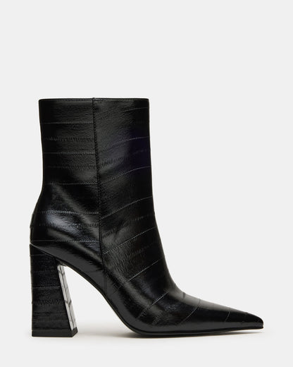 AUDREANA Black Eel Pointed-Toe Block Heel Women's Ankle Boot Steve Madden BLACK EEL