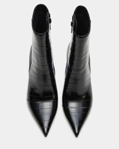 AUDREANA Black Eel Pointed-Toe Block Heel Women's Ankle Boot Steve Madden BLACK EEL