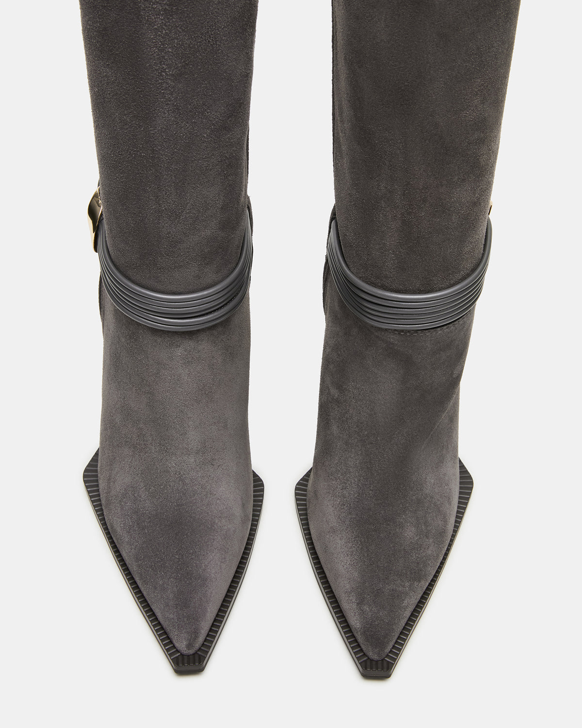 KYNDALL Grey Suede Pointed-Toe Stiletto Heeled Knee-High Women's Boot Steve Madden GREY SUEDE